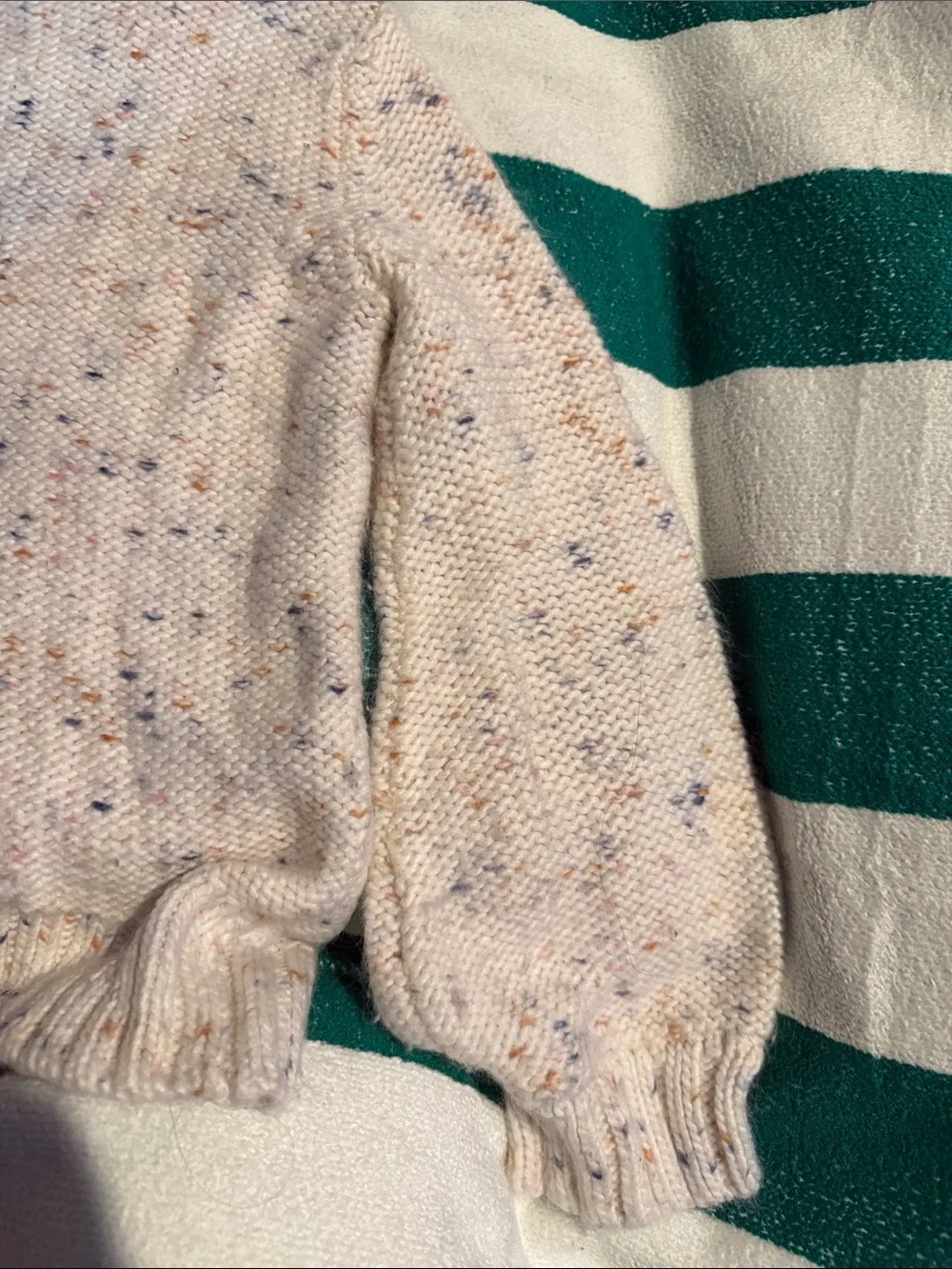 Girl's Cozy Speckled Cream Cable Knit Sweater